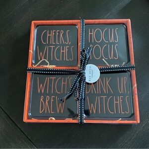 NIB Rae Dunn Black and Orange Halloween Coasters